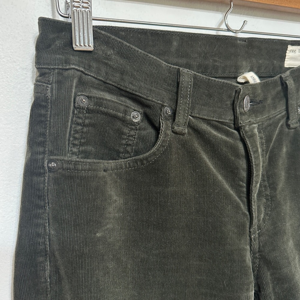 Rag & Bone Corduroy Skinny Pants Womens 27x29 Dark Olive Low Rise Hipster Indie - Picture 4 of 10